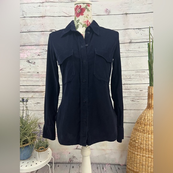 Aritzia Babaton Corduroy Harrison Shirt XS in Navy - Picture 3 of 7